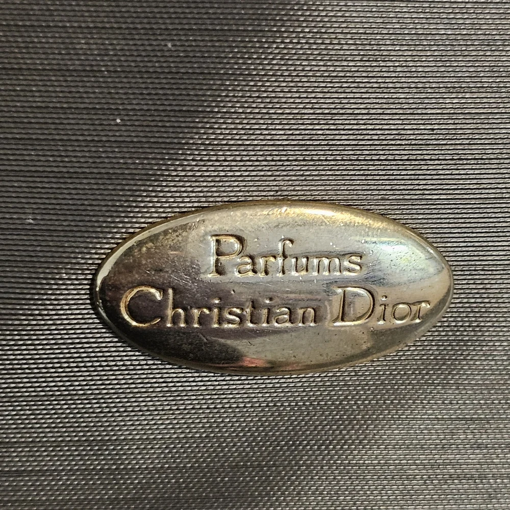 Parfums Christian Dior Bag Toiletry Pouch Make Up Cosmetic Storage Vtg Grey Gold
